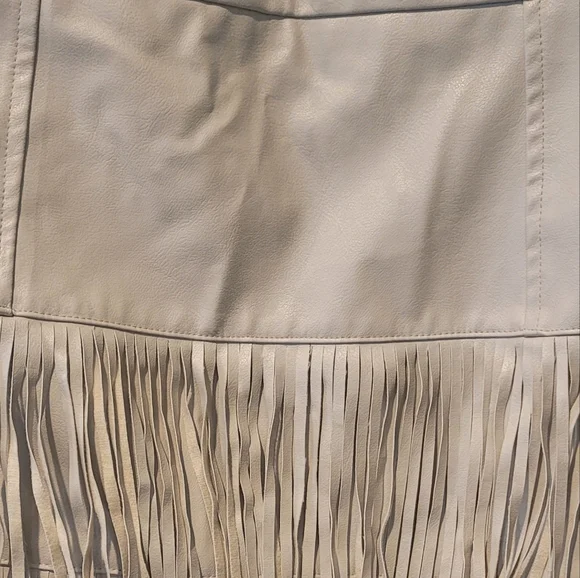 Altar'd State Cream Fringed Mini Skirt Cocktail - Picture 5 of 9